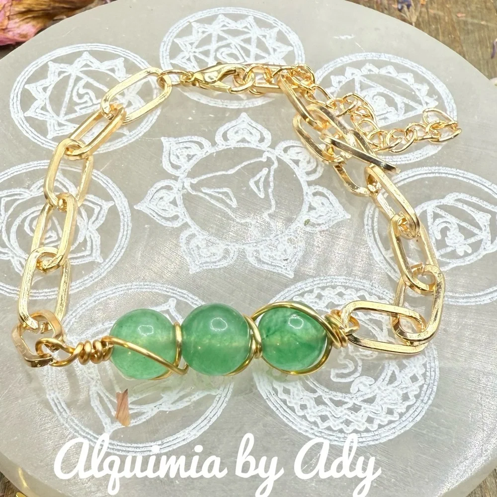 Gold and Green aventurine stone Bracelet